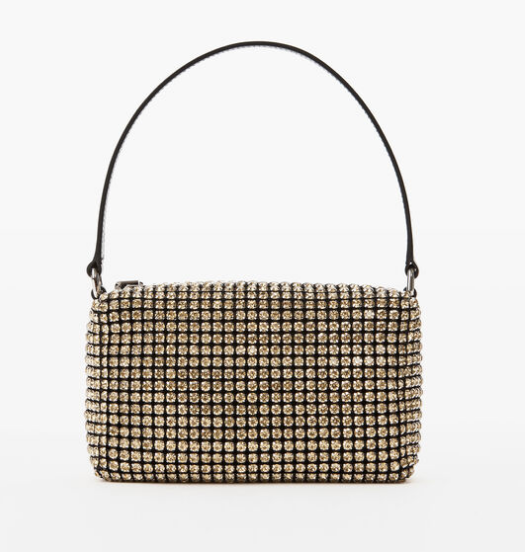 HEIRESS POUCH IN RHINESTONE MESH SILVER