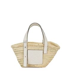 BASKET BAG IN PALM LEAF AND CALFSKIN
