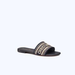 DEEP BLUE DWAY EMBROIDERED COTTON SLIDE