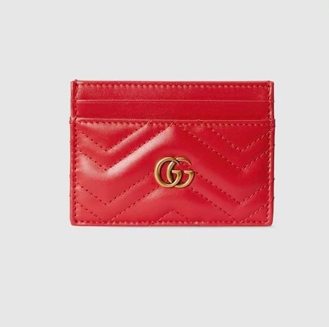 GG Marmont Matelasse Card Case In Red