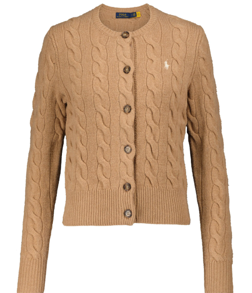 Cable-Knit Cotton Crewneck Cardigan