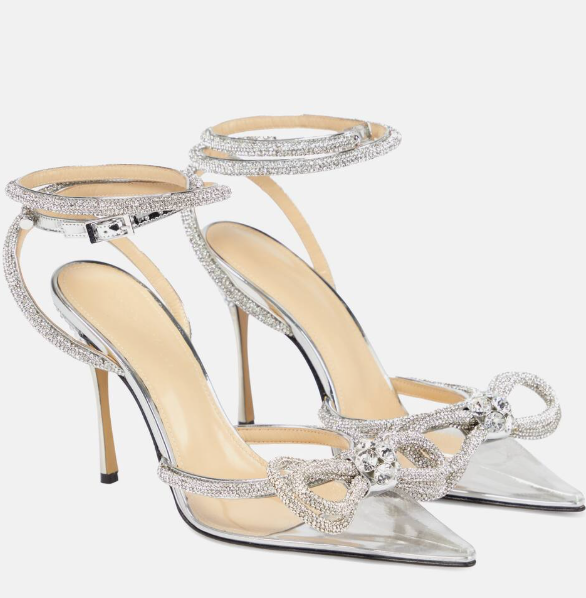 Silver Double Bow High Heels