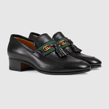 Giày Gucci Loafer With Web And Interlocking G Black 624316-1W610-1066