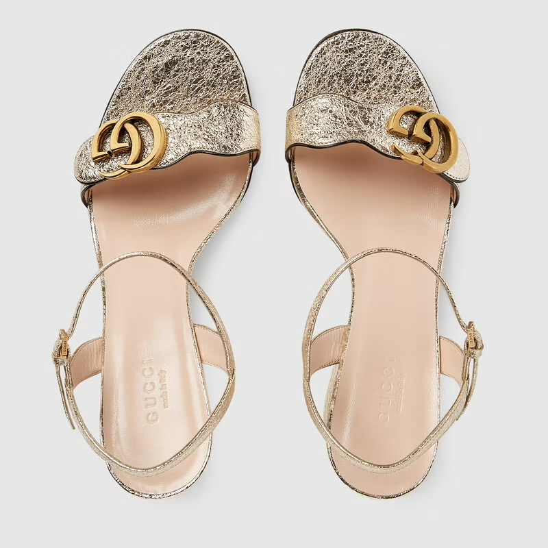 Giày Gucci Metallic Laminate Leather Mid-heel Sandal 453379