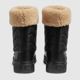 Giày Gucci Chevron Boot With Horsebit Black Leather Trim 673124-UFR20-1061