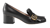 Giày Gucci Leather Mid Heel Pump Black Leather 408208-C9D00-1000