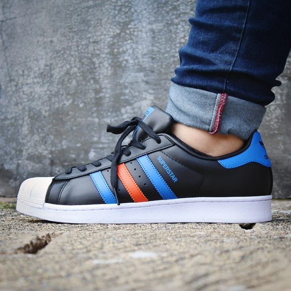 Adidas Bb2245 Adidas Superstar Black Blue Orange Tenis Adidas