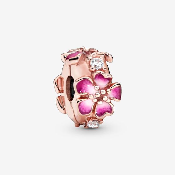 Charm bấm mạ vàng hồng 14K Pandora Moments hình hoa