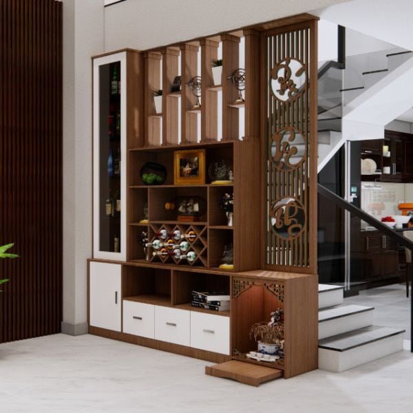 Vách Ngăn Cầu Thang Gỗ- CT23