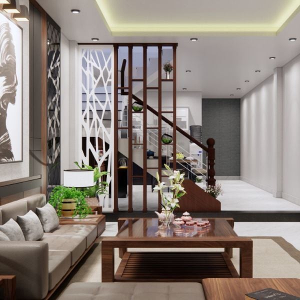Vách Ngăn Cầu Thang Gỗ- CT23
