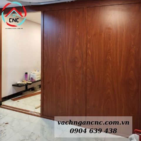  Vách Ngăn Cửa Lùa Gỗ Kín- MS12 