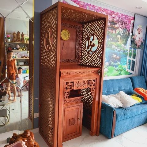  Vách Ngăn Phòng Thờ Gỗ MDF- PT142 