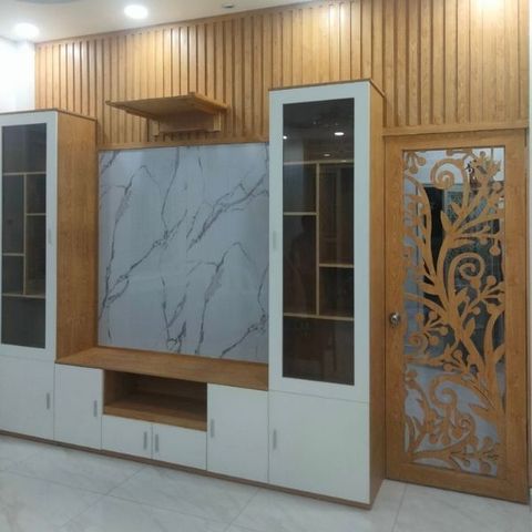  Vách Kệ Tivi Kiêm Kệ Rượu -BK154 