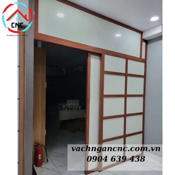 Vách Ngăn Cửa Lùa Gỗ - MS01