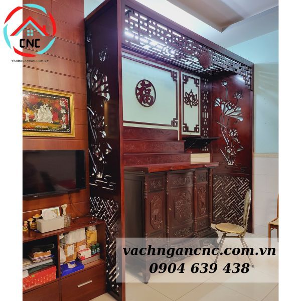 Vách Ngăn Phòng Thờ Bằng Gỗ- PT112