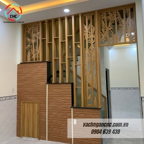  Vách lam gỗ cầu thang phòng khách -LG89 