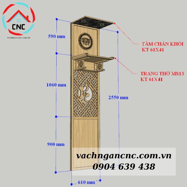 Vách Ngăn Phòng Thờ Bằng Gỗ- PT111