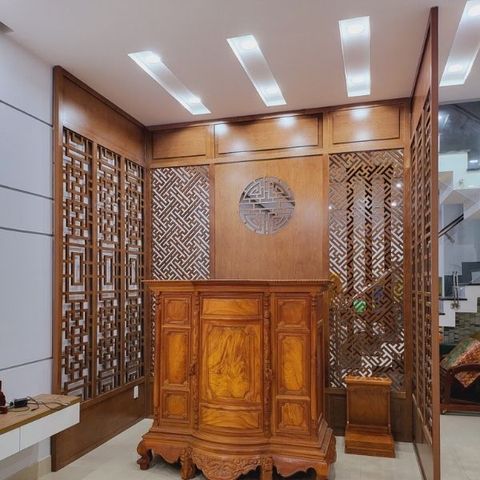 Vách Ngăn Phòng Thờ Gỗ MDF- PT136 
