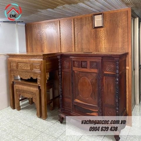  Vách Ngăn Phòng Thờ Gỗ MDF- PT174 