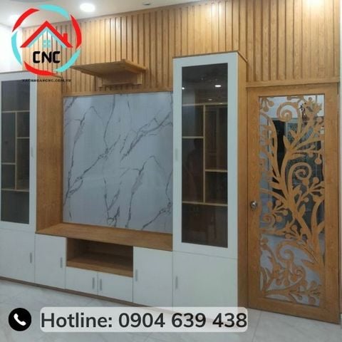  Vách Kệ Tivi Kiêm Kệ Rượu -BK154 