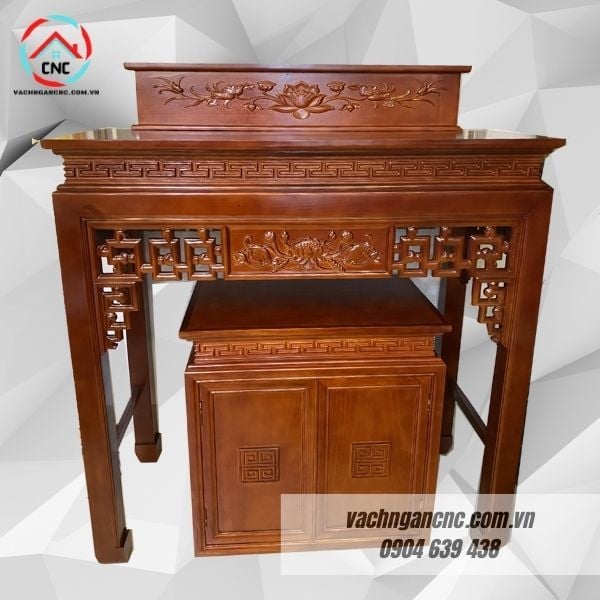 Bàn thờ 2 tầng gỗ sồi -BTGT018