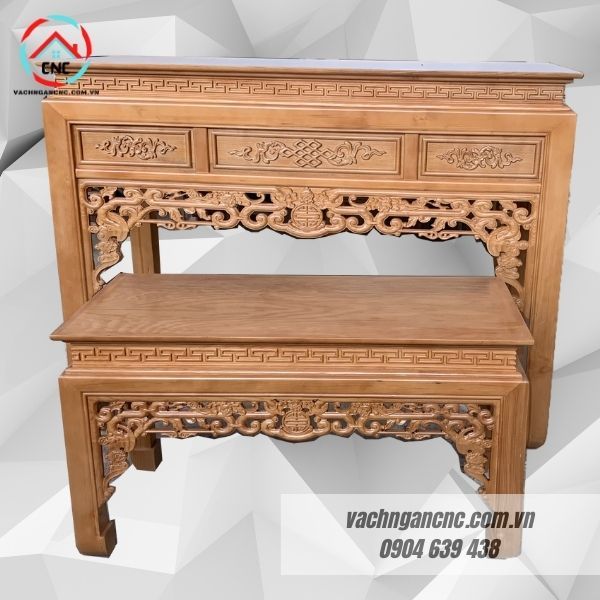 Bàn thờ kèm đôn gỗ sồi 154cm  - BTGT008