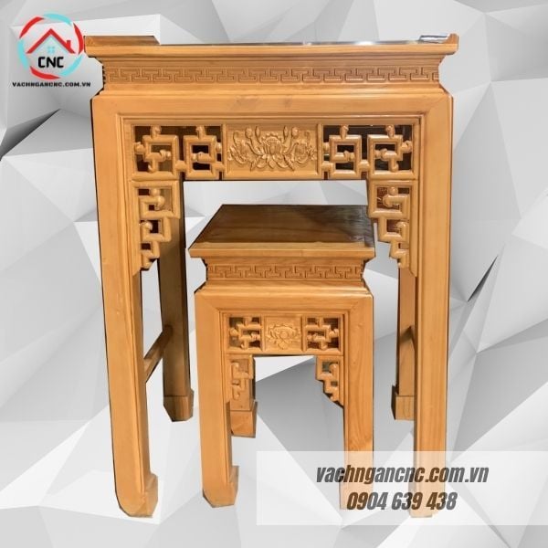 Bàn thờ kèm đôn gỗ sồi BT1- BTGT001