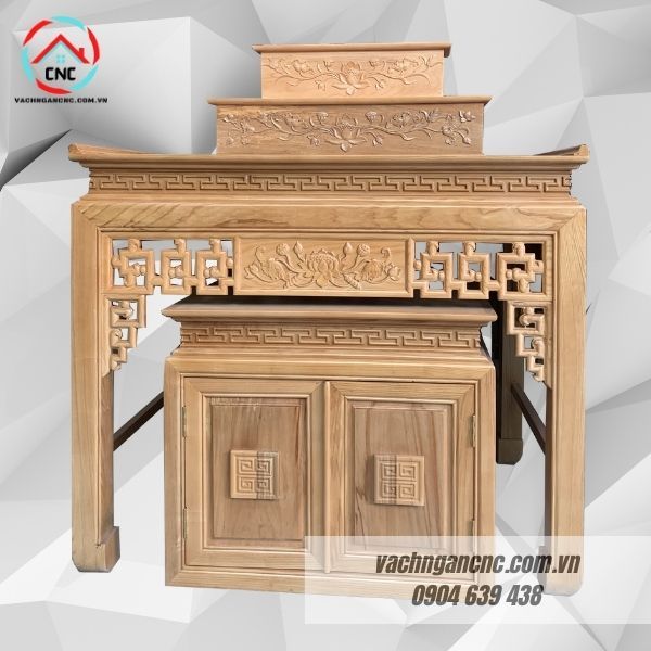 Bàn thờ 3 tầng gỗ sồi hiện đại-BTGT028