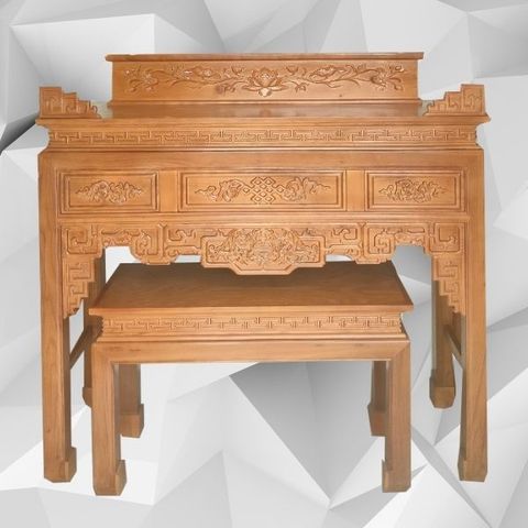  Bàn thờ 2 tầng kèm đôn gỗ sồi -BTGT023 