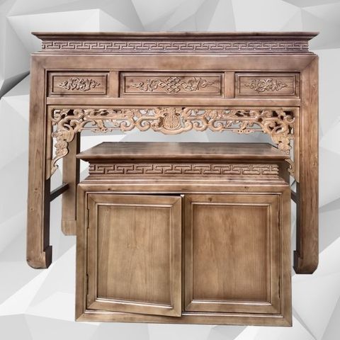  Bàn thờ kèm tủ gỗ sồi 154cm chiện - BTGT010 