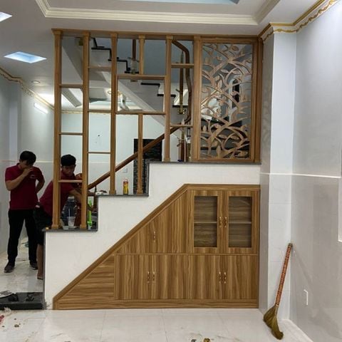  Vách lam gỗ cầu thang phòng khách -LG131 