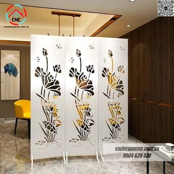Vách ngăn bình phong di động hoa sen- BP38