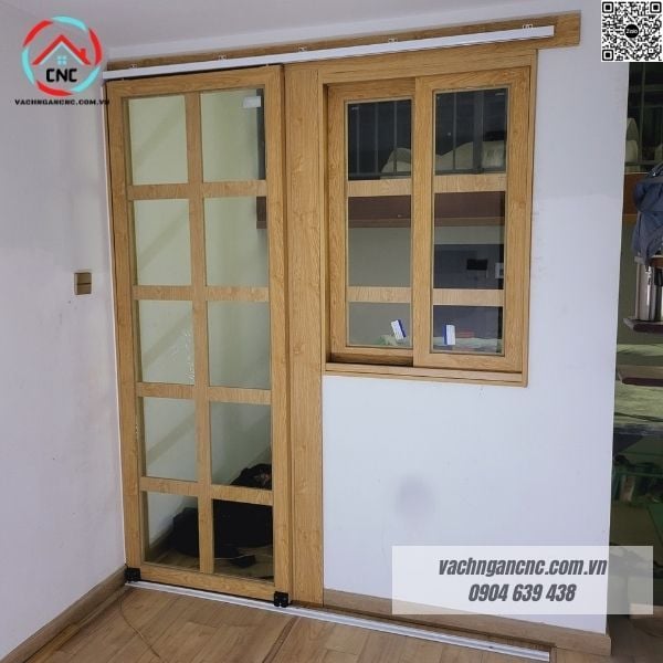 Vách ngăn cửa lùa mdf -BK205
