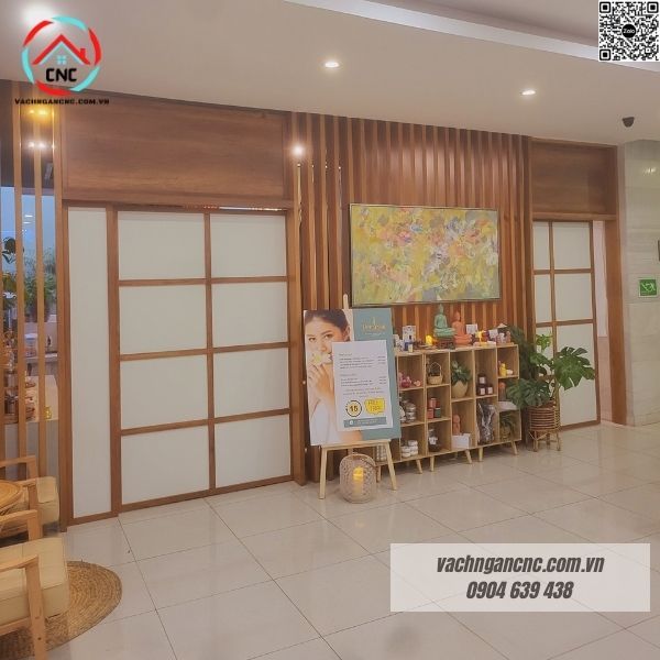 Mẫu vách ngăn phòng khách cừa lùa -BK203