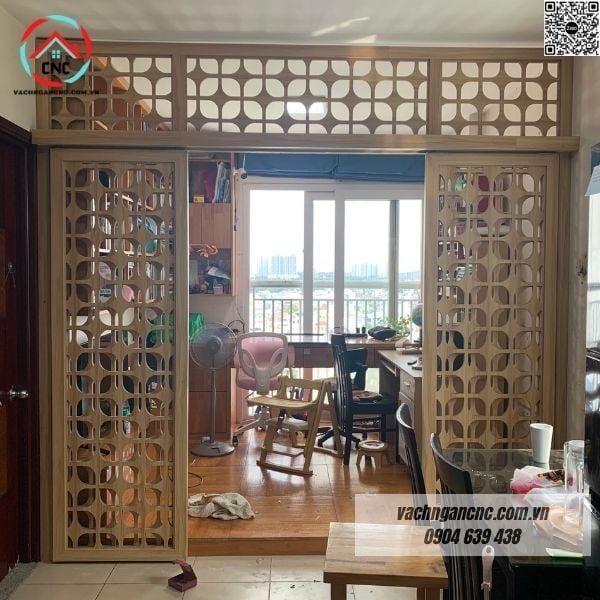 Mẫu vách ngăn phòng khách cừa lùa -BK202