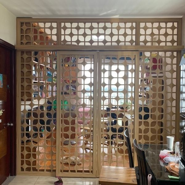 Mẫu vách ngăn phòng khách cừa lùa -BK202