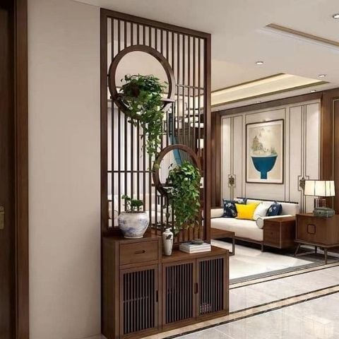  Vách ngăn tủ kệ gỗ phòng khách đẹp -BK190 