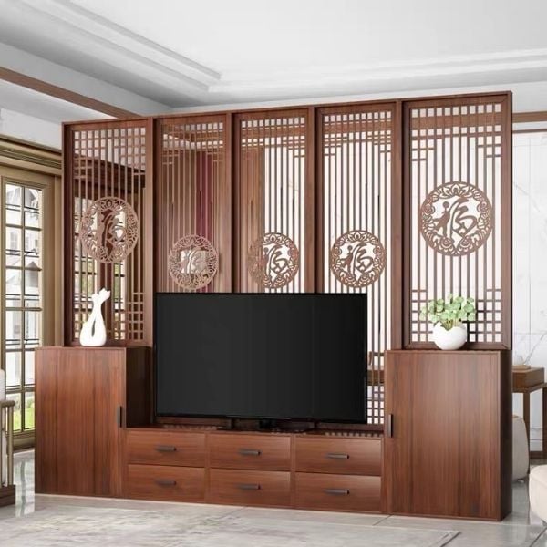 Vách ngăn tủ tivi phòng khách đẹp -BK192