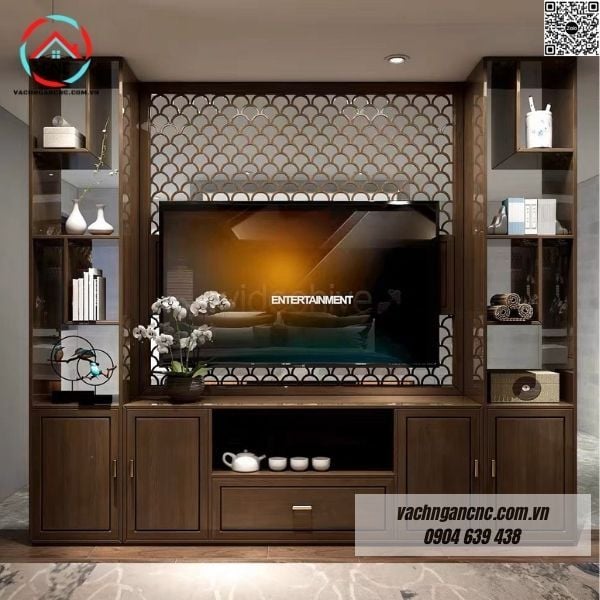 Vách ngăn gỗ phòng khách -BK206