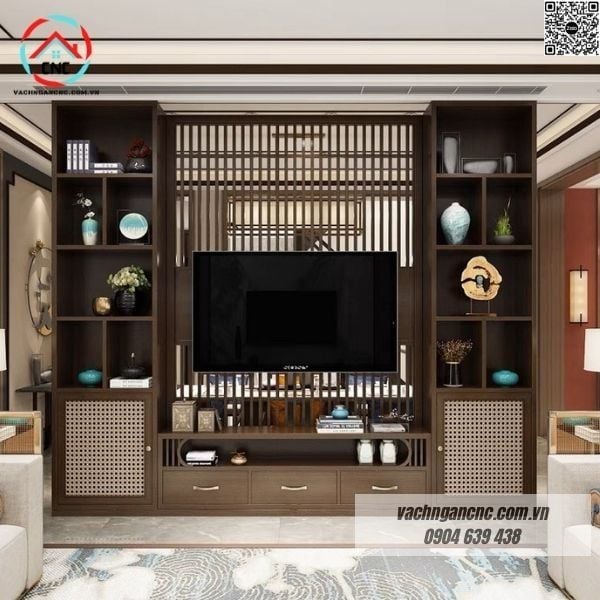 Vách ngăn gỗ phòng khách -BK206
