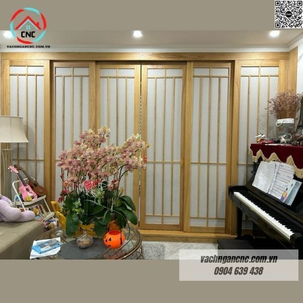 Mẫu vách ngăn phòng khách cừa lùa -BK204