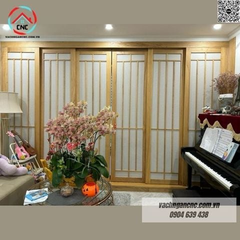  Mẫu vách ngăn phòng khách cừa lùa -BK204 