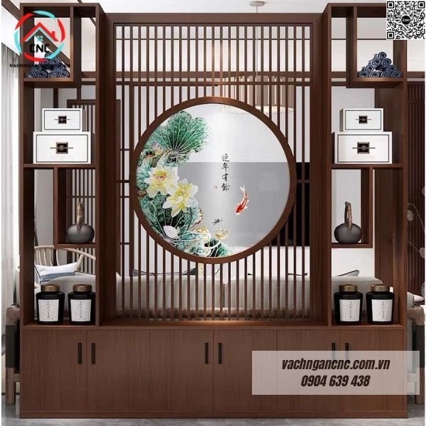 Vách ngăn phòng khách kết hợp tủ kệ đẹp -BK189