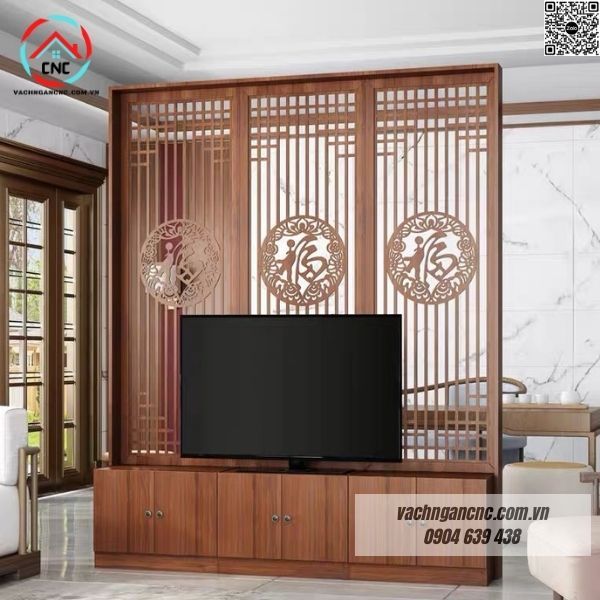 Vách ngăn tủ tivi phòng khách đẹp -BK192