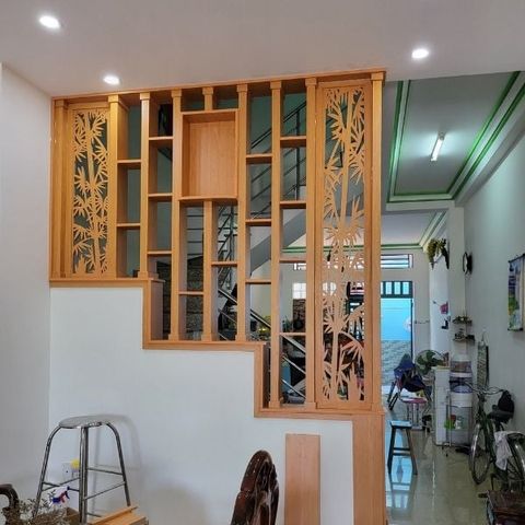  Vách lam gỗ cầu thang phòng khách -LG123 