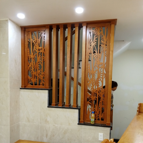  Vách lam gỗ cầu thang phòng khách -LG113 