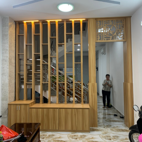  Vách lam gỗ cầu thang phòng khách -LG83 
