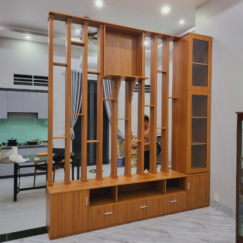  Vách lam gỗ cầu thang phòng khách -LG82 