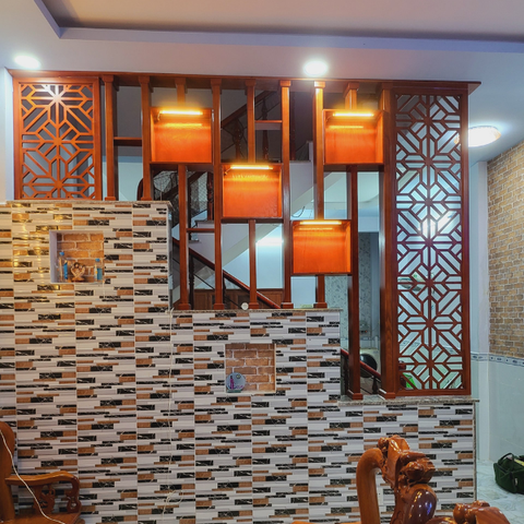  Vách lam gỗ cầu thang phòng khách -LG109 