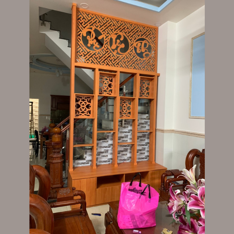  Vách lam gỗ cầu thang phòng khách -LG110 